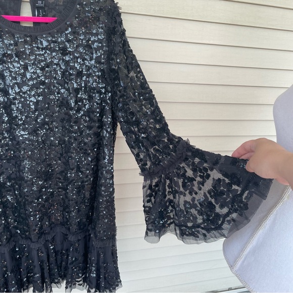 Needle & Thread Sequin Tiered Mini Dress in Graphite Size 18 (NWT) - Picture 6 of 10